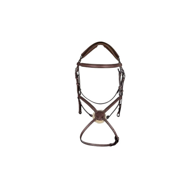 Bridon Anatomique CWD Muserolle Croisée 1/2 Rond Châtaigne