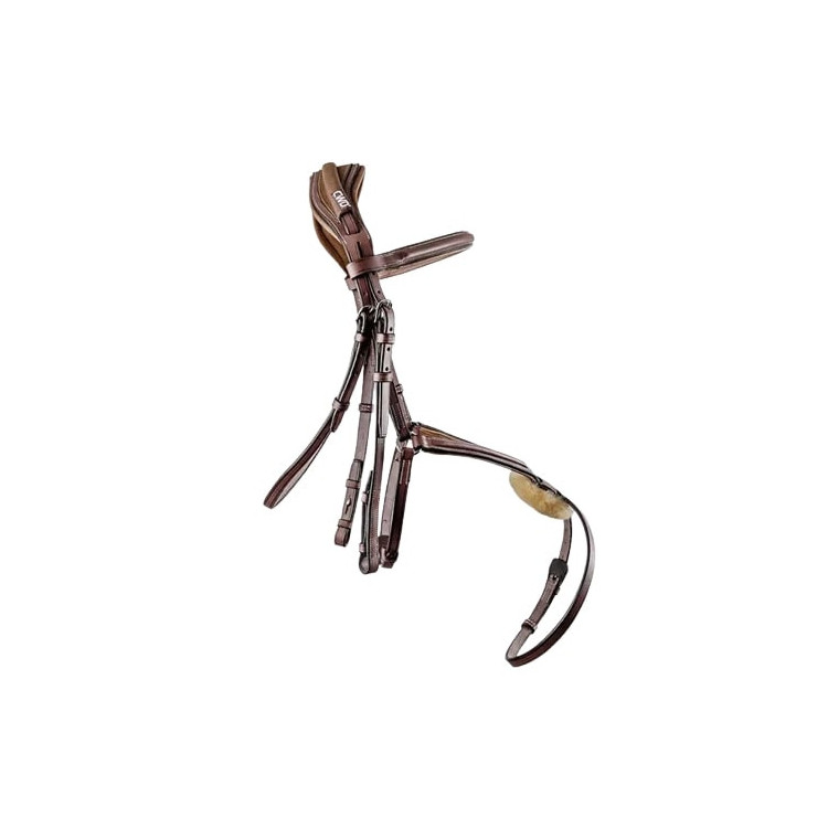 Bridon Anatomique CWD Muserolle Croisée 1/2 Rond Châtaigne