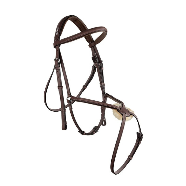 Bridon CWD Doublé 1/2 Rond Muserolle Croisée Châtaigne