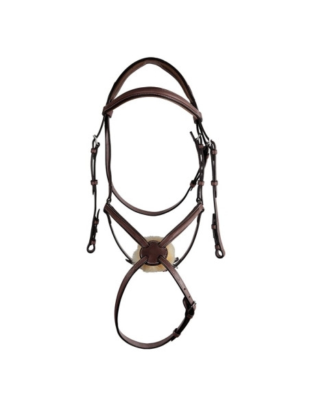 Bridon CWD Doublé 1/2 Rond Muserolle Croisée Châtaigne