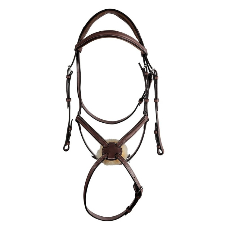 Bridon CWD Doublé 1/2 Rond Muserolle Croisée Châtaigne