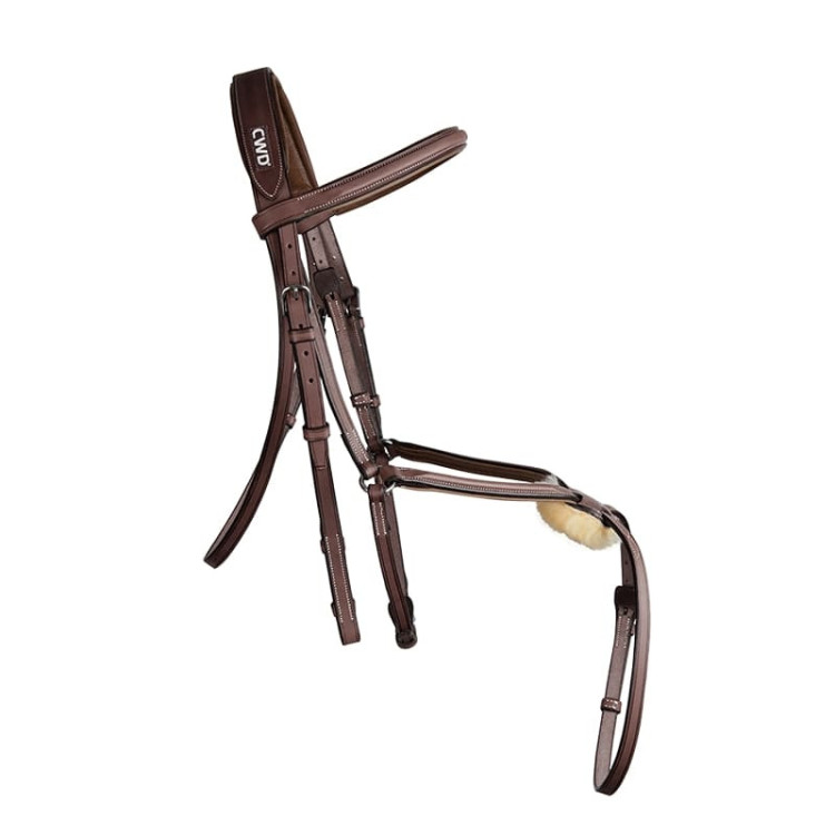 Bridon CWD Doublé 1/2 Rond Muserolle Croisée Châtaigne