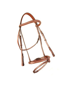 Bridon CWD Doublé 1/2 Rond Muserolle Française Tabac