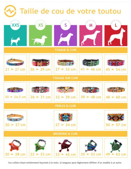 Collier Pour Chien Ahorasi Nopal guide des tailles