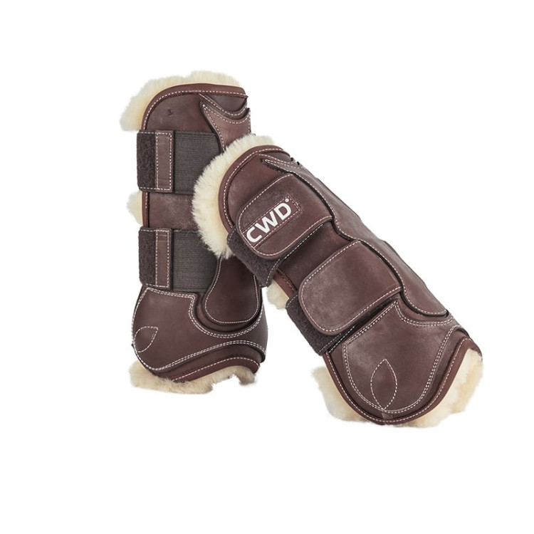 Protège-Tendons CWD Velcro Doublés Mouton Châtaigne