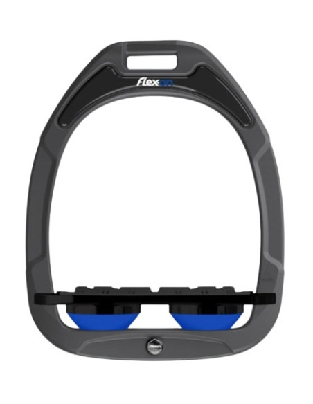 Cadre gris foncé plancher plat noir élastomères bleu roi