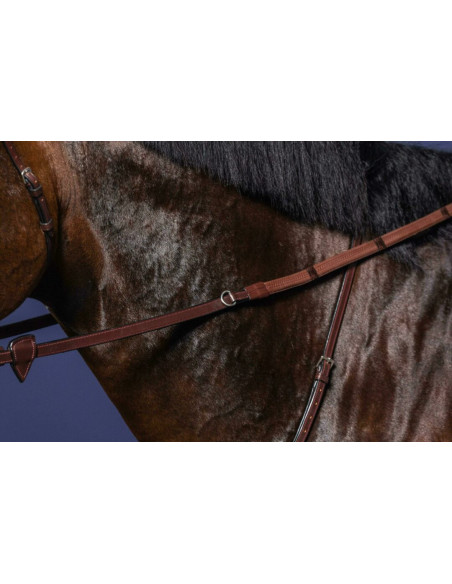Rênes Latérales En Cuir Kincade Avec Beignet Caoutchouc - Marron - Taille Cheval - Neuves