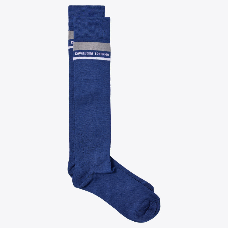 Chaussettes Cavalleria Toscana Embroidered CT Stripe bleu nuit