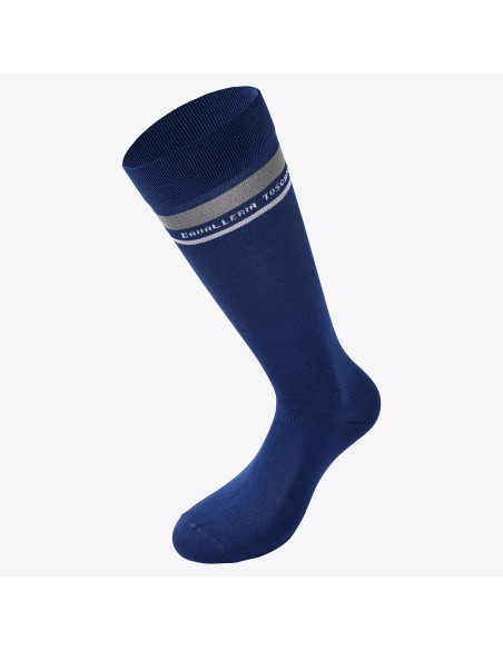 Chaussettes Cavalleria Toscana Embroidered CT Stripe bleu nuit