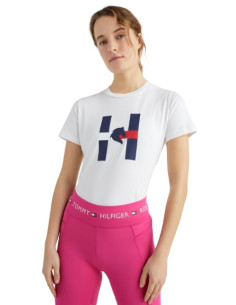 T-Shirt Tommy Equestrian H Horse Print blanc