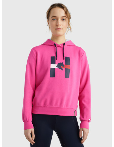 Hoodie Tommy Equestrian Horse Graphic Sport hot magenta