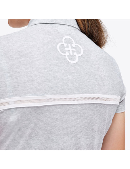 Polo Cavalleria Toscana Jersey Mesh S/S Button Up Training gris perle