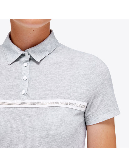 Polo Cavalleria Toscana Jersey Mesh S/S Button Up Training gris perle
