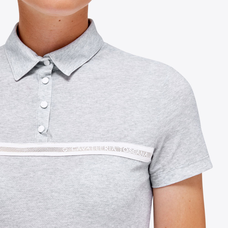 Polo Cavalleria Toscana Jersey Mesh S/S Button Up Training gris perle