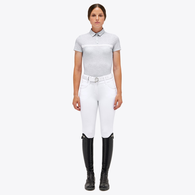 Polo Cavalleria Toscana Jersey Mesh S/S Button Up Training gris perle