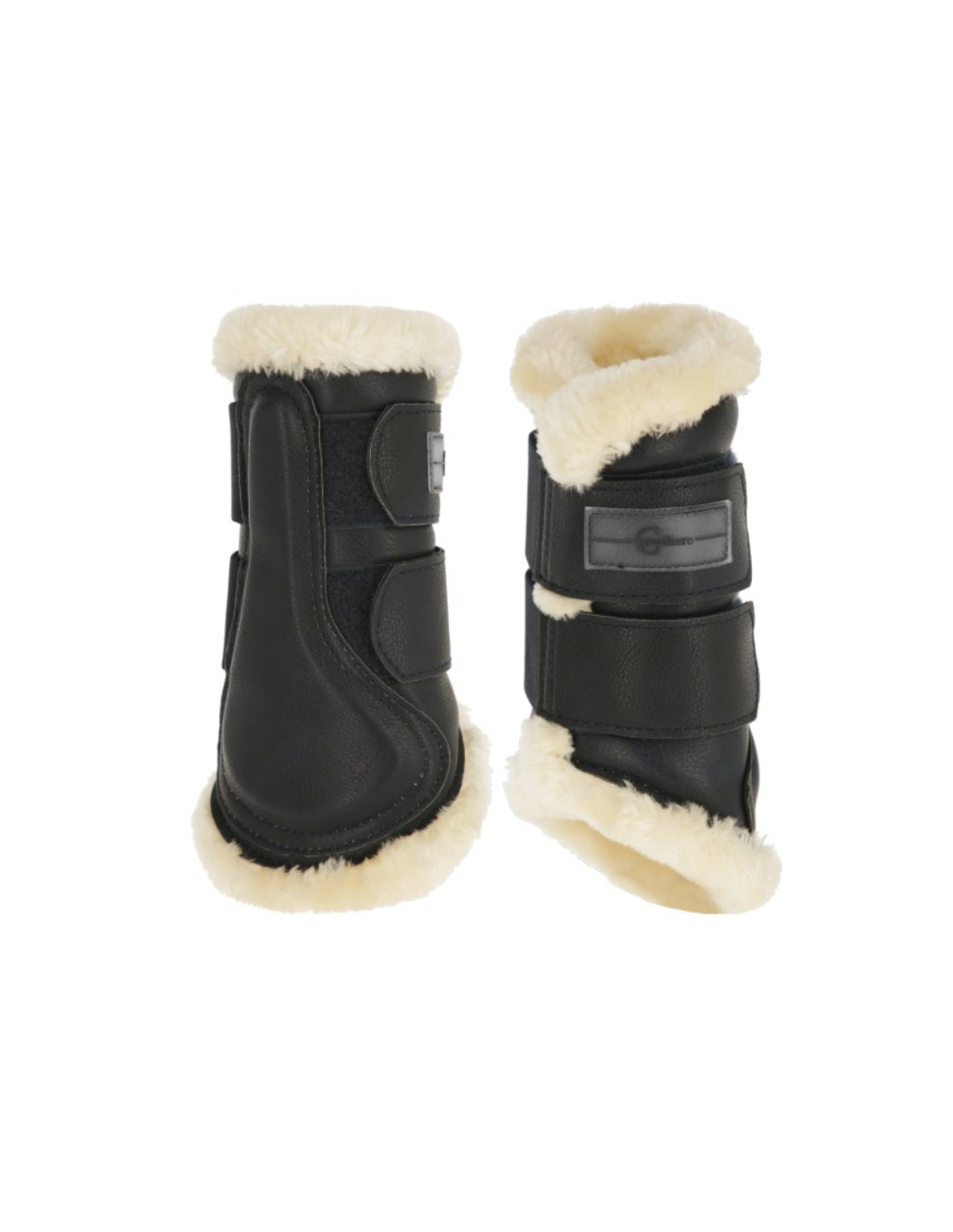 Guêtres Souples Pour Cheval En Cuir Synthétique - Doublure Fourrure, Fermeture Velcro - Taille M (Noir)