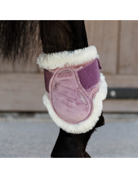 Protège Boulets Velvet Kentucky Mouton Vegan Jeunes Chevaux VIEUX ROSE