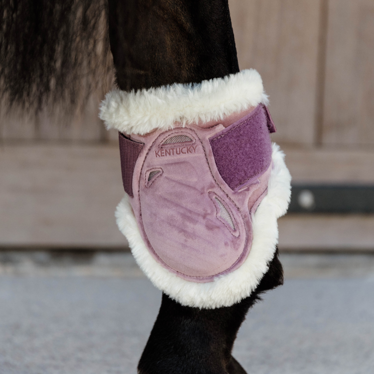 Protège Boulets Velvet Kentucky Mouton Vegan Jeunes Chevaux VIEUX ROSE