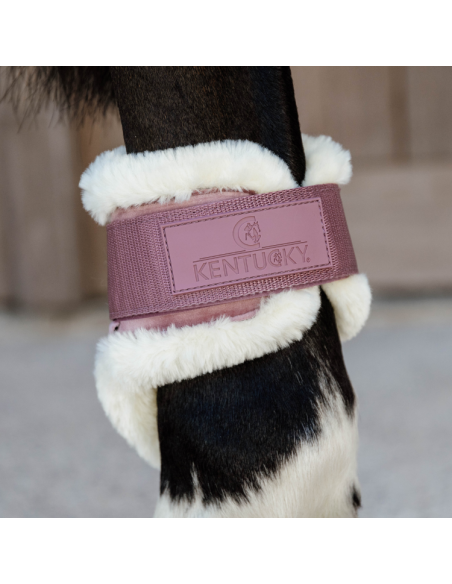 Protège Boulets Velvet Kentucky Mouton Vegan Jeunes Chevaux VIEUX ROSE