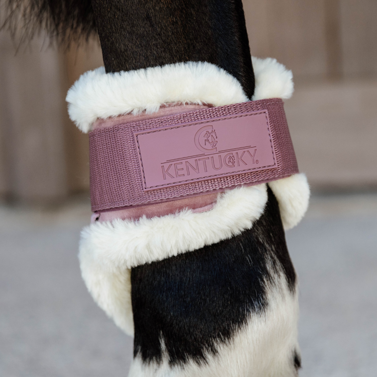 Protège Boulets Velvet Kentucky Mouton Vegan Jeunes Chevaux VIEUX ROSE