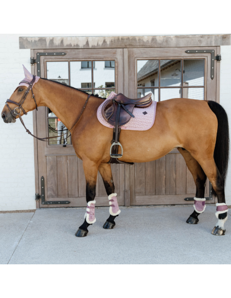 Protège Boulets Velvet Kentucky Mouton Vegan Jeunes Chevaux VIEUX ROSE