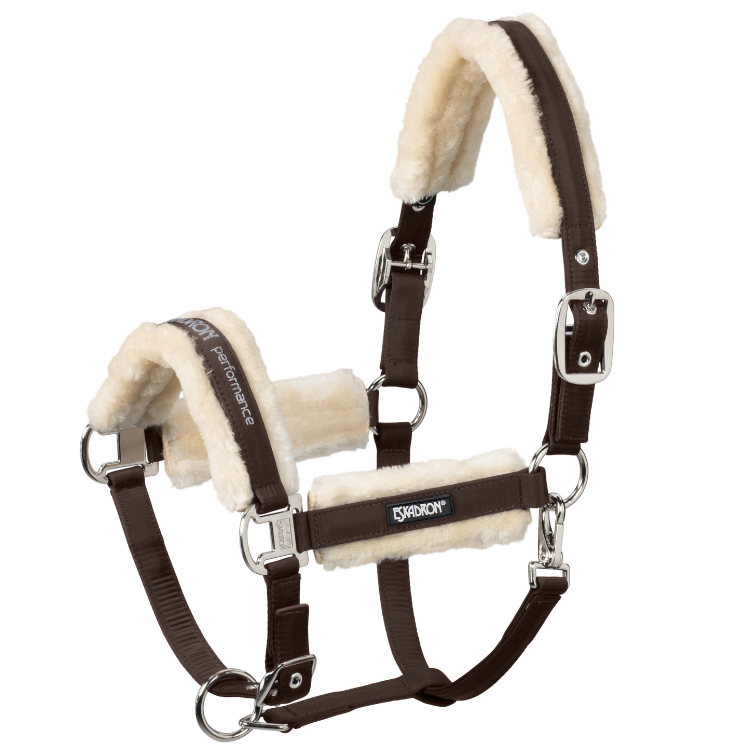 Licol Eskadron FauxFur Double Pin marron foncé