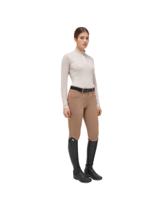 Polo Cavalleria Toscana Lightweight Jersey Fleece Half Zip Turtleneck BEIGE