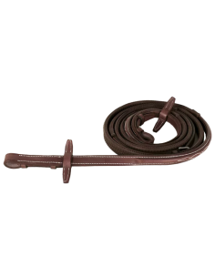 Rênes CWD Caoutchouc 1/2 Rond Surpiqué Fine NOIR 2