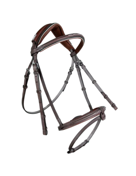 Bridon CWD Anatomique Mademoiselle Muserolle Française ARGENT/CHATAIGNE