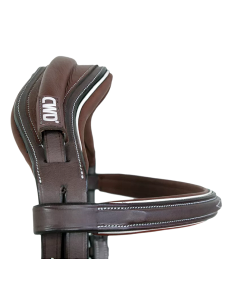 Bridon CWD Anatomique Mademoiselle Muserolle Française ARGENT/CHATAIGNE