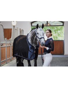 Polo Pikeur Manches Longues Mesh bleu nuit 2