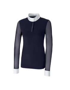 Polo Pikeur Manches Longues Mesh bleu nuit