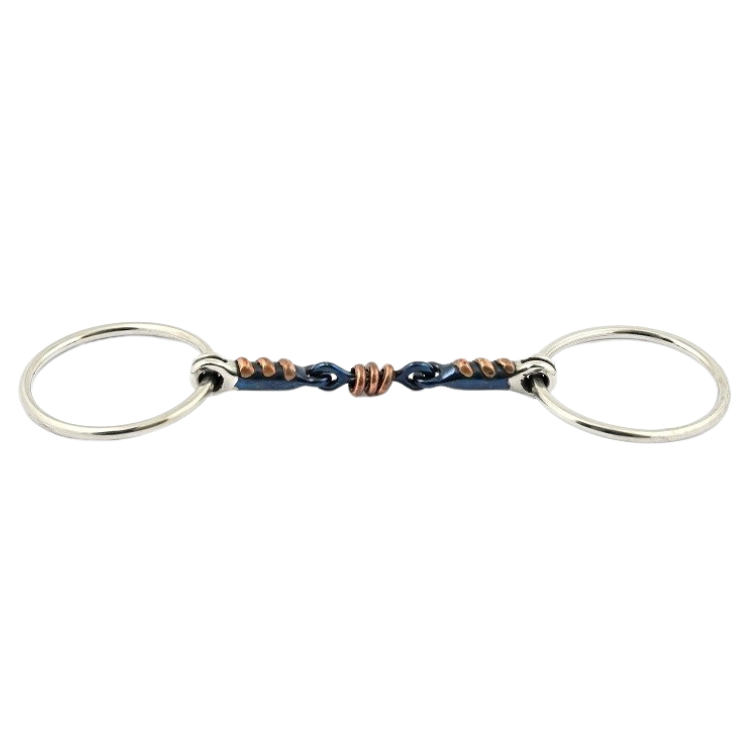 Mors Jump'In 2 Anneaux À Double Brisure En Blue Steel Avec Incrustation Cuivre