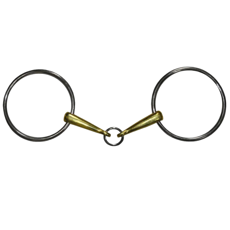 Mors De Cheval Wilkie Biseauté Laiton - Double Pastille Articulée - Anneau Lâche 5 1/2"