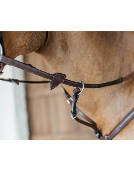 Rênes Dy'on Caoutchouc 1/2"Avec 7 Arrêtoirs Avec Finition Tressée NEC brun