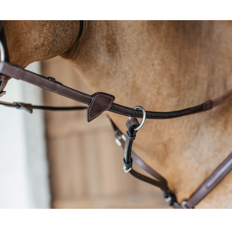 Rênes Dy'on Caoutchouc 1/2"Avec 7 Arrêtoirs Avec Finition Tressée NEC brun