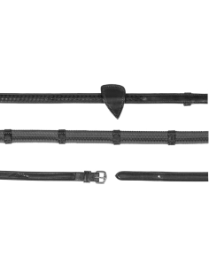 Rênes Dy'on Caoutchouc 1/2"Avec 7 Arrêtoirs Avec Finition Tressée NEC  noir