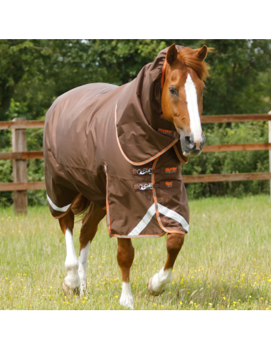 Premier Equine Titan 300g Turnout Rug with Snug-Fit Neck Cover Brown