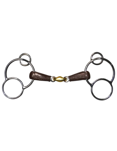 Jump'In French Mouth German 3 Ring Leather Covered Bit