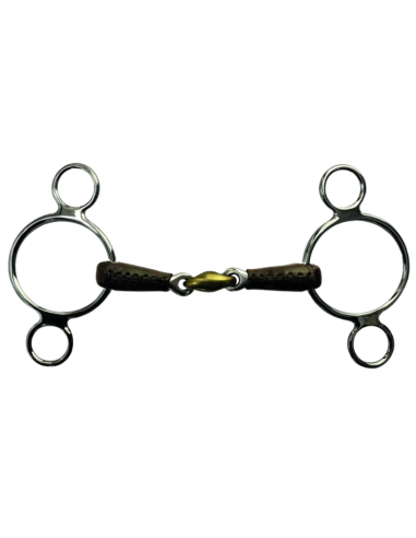 Jump'In French Mouth 3 Ring Leather Covered Bit