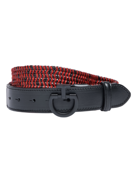 Ceinture Cavalleria Toscana Man Leather Wool Elastic ROUGE COQUELICOT