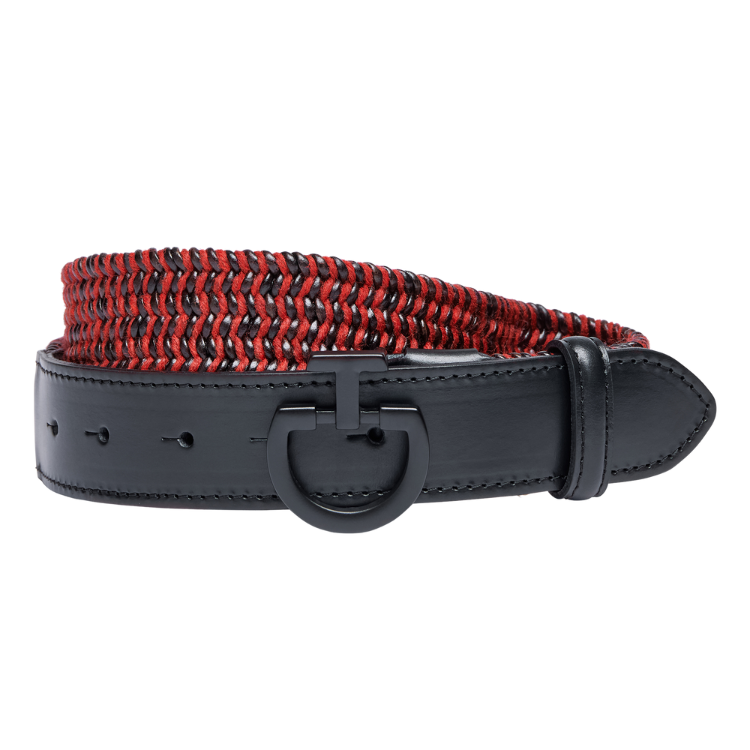 Ceinture Cavalleria Toscana Man Leather Wool Elastic ROUGE COQUELICOT