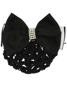 Résille Pour Cheveux Equithème Avec Barette Perle Noir/Blanc