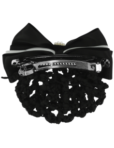Résille Pour Cheveux Equithème Avec Barette Perle Noir/Blanc 2