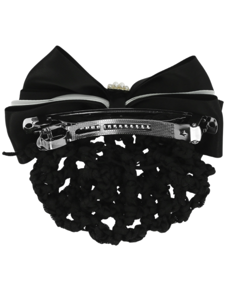 Résille Pour Cheveux Equithème Avec Barette Perle Noir/Blanc