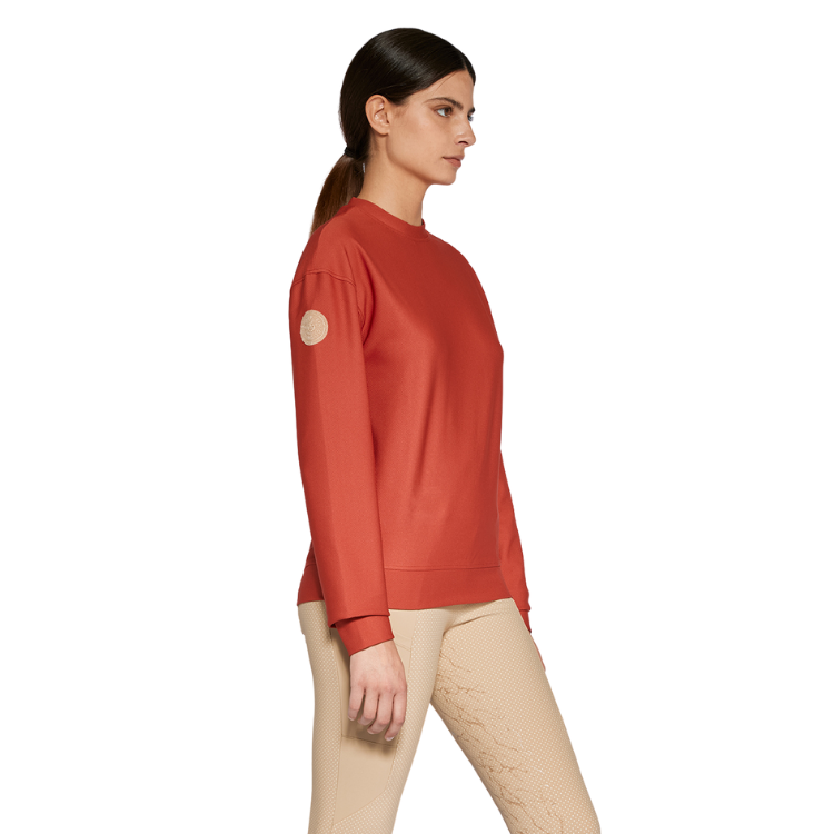 Pull Cavalleria Toscana Diagonal Weave Crew Neck ROUGE ORANGE