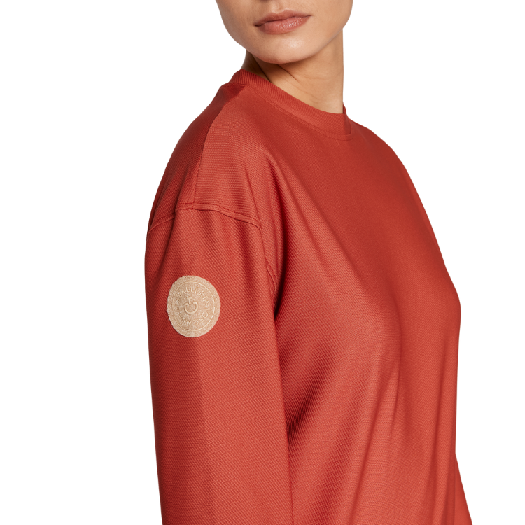 Pull Cavalleria Toscana Diagonal Weave Crew Neck ROUGE ORANGE