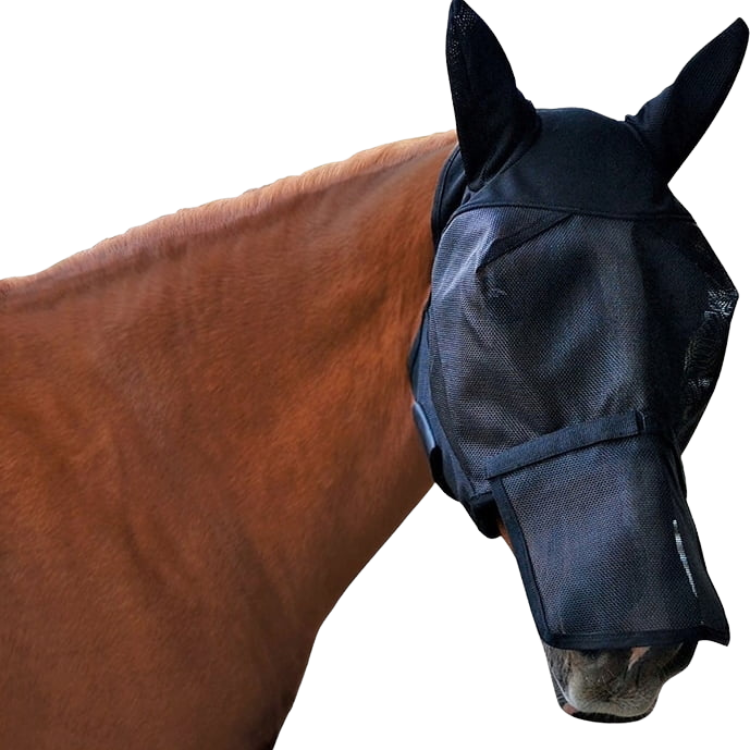 Masque Anti-Mouches Et UV Pour Cheval Absorbine Ultra Shield - Taille Unique Avec Oreilles - Tissu Respirant - Protection 80% UV