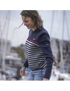 Pull Penelope "Maëlle" Ecru/marine/rouge 2