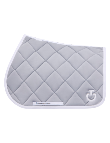 Tapis de Selle Cavalleria Toscana Diamond Quilted Jumping Gris clair/bord blanc